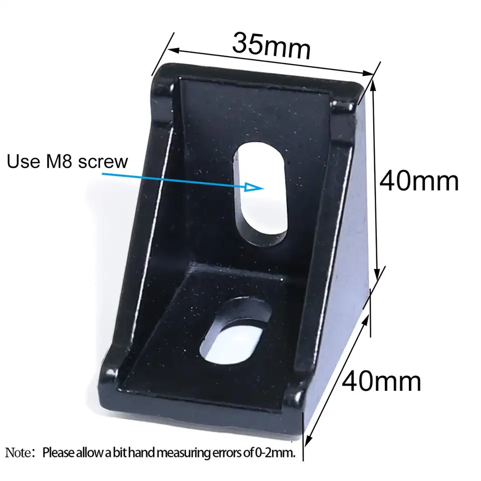 5pcs/10PCS 2020 3030 Corner Bracket Fitting Black Angle Aluminum Connector 3060 4040 4080 for Industrial Aluminum Profile image 3