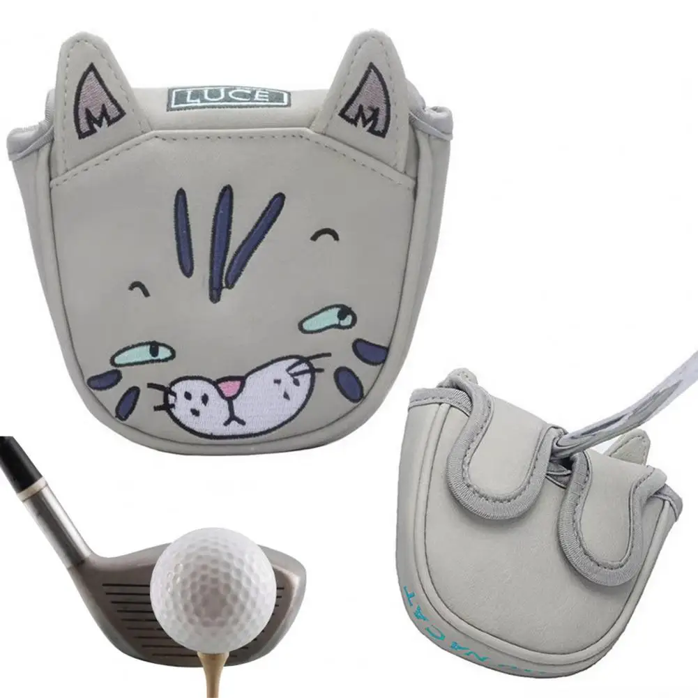 

Cartoon Cat Golf Club Head Cover with Magnet Closure Faux Leather Golf Club Headcover Golf Putter Head Protector Golf Club Prote