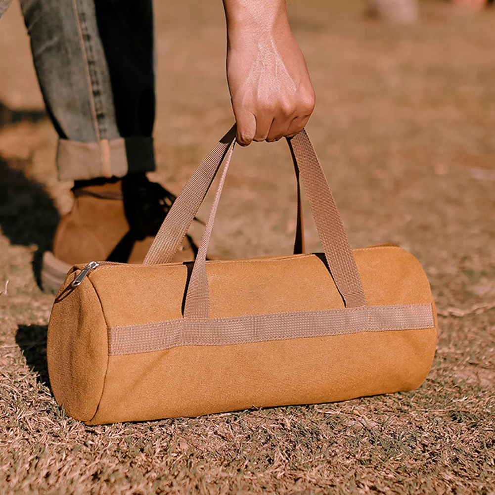 Canvas Ground Nail Bag Large Capacity Tent Peg Ground Nail Holder Bag Portable Utility Tool Handbag Lightweight Camping Supplies