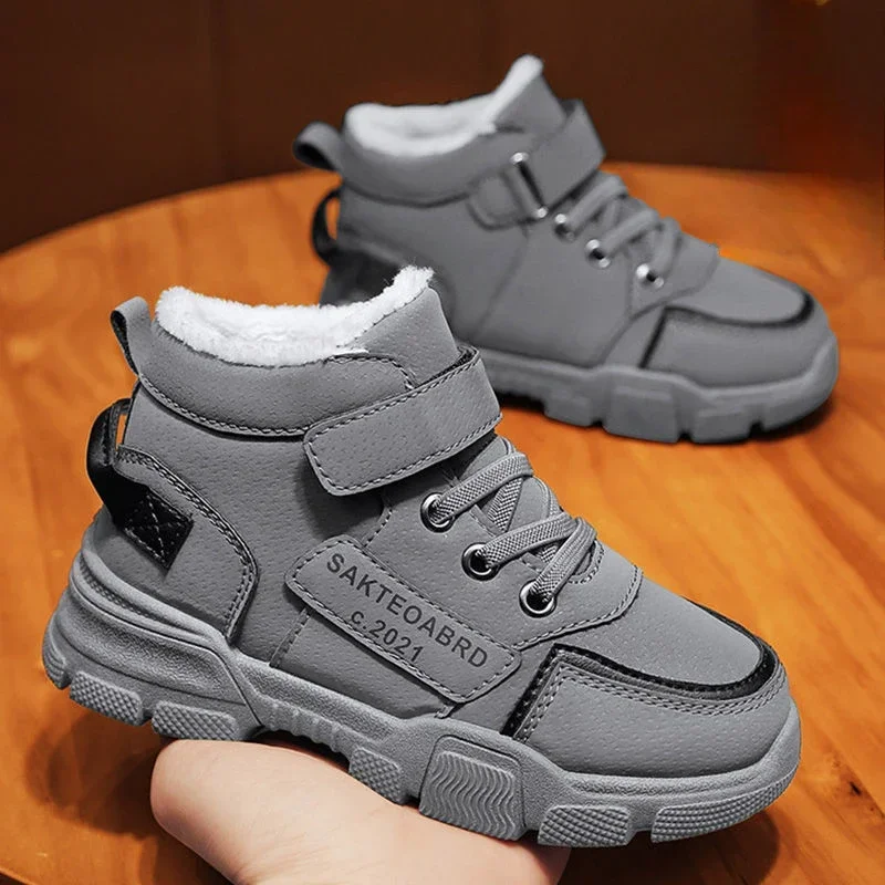 Зимние Ботинки Детские Children Shoes Warm Plush Kids' Winter Shoes Comfortable Simple Snow Boots Antiskid Fashion Boy Sneakers