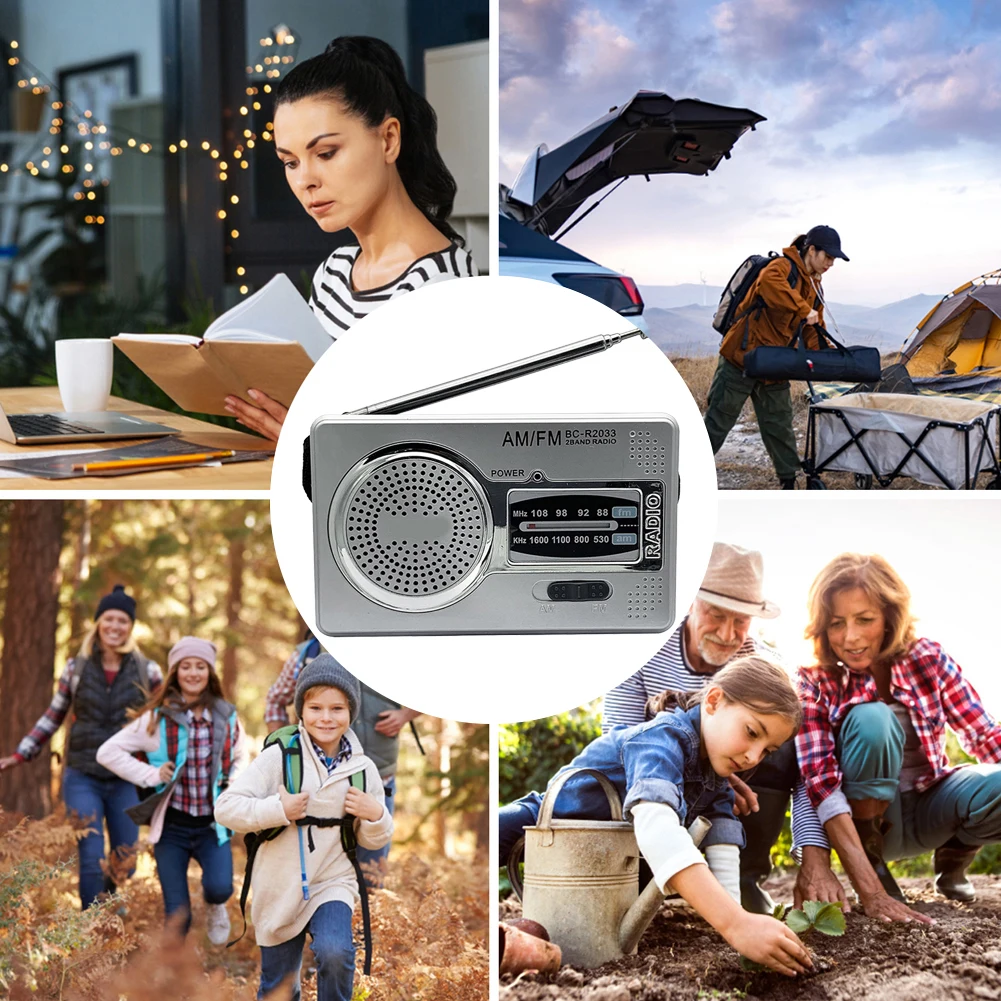 AM FM 휴대용 라디오 듀얼 밴드 HiFi 음악 플레이어, 배터리 전원 포켓 포인터 라디오, 3.5mm 잭 내장 스피커