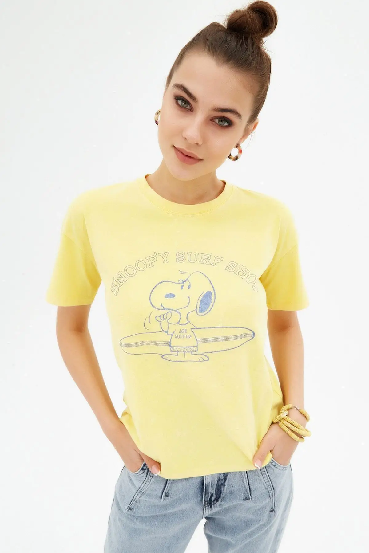 

Women yellow Snoop'y printed short sleeve Orme t-shirt P21s201-2097