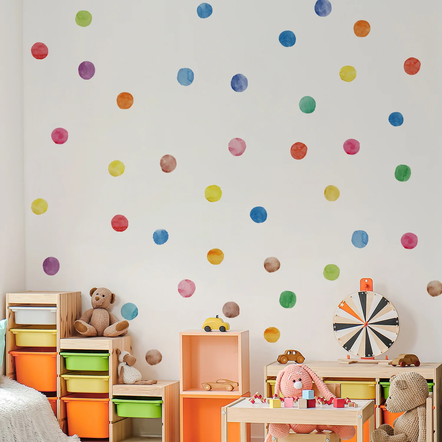 29 unids/set de calcomanías de pared de PVC para bebé, pegatinas creativas  de puntos de colores para decoración de habitación de guardería de vinilo  para niños - AliExpress, image size:1500x1500