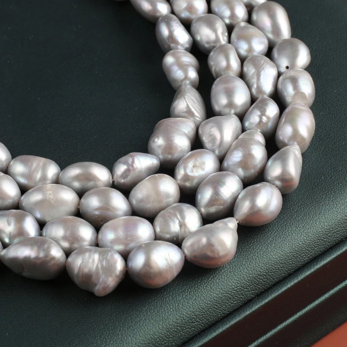 Natural Pearl Grey Straight Hole Two-Sided Light Exquisite Shape for DIY Jewelry Making Handmade Bracelet Necklace Length 36cm