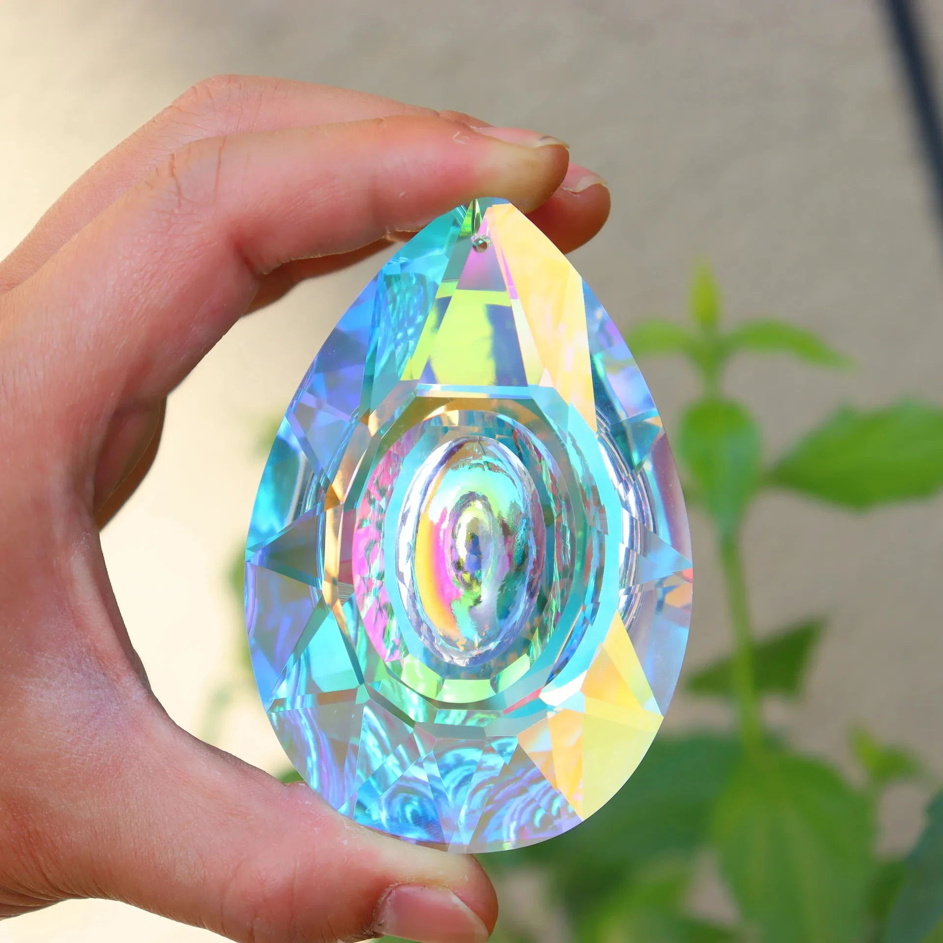 K9 Crystal Prism AB Clear Faceted Large Oval Chandelier Crystal Hanging Ornaments DIY Suncatcher Pendants Rainbow Maker 1PCs sun catcher crystal pendant sun catchers