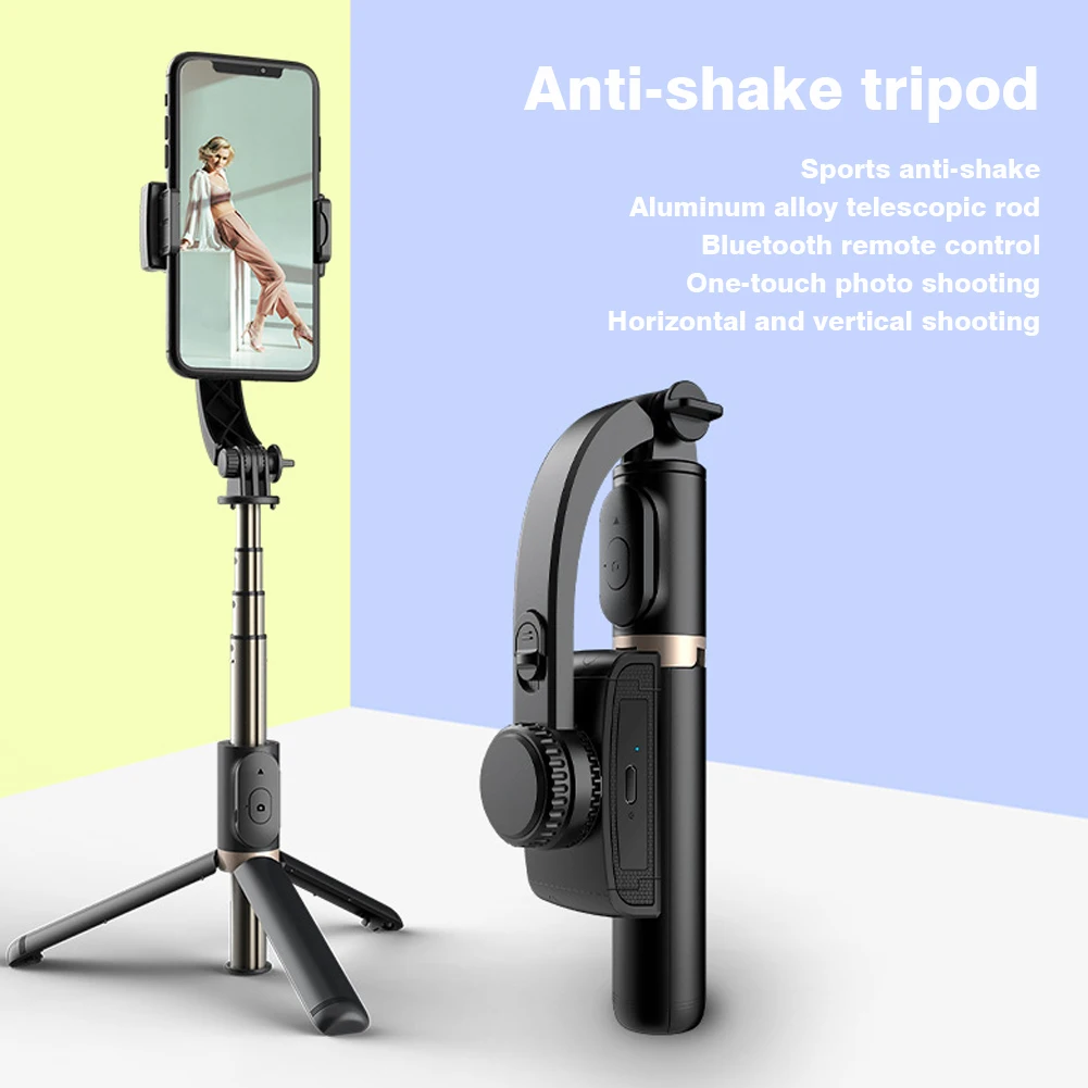 Byscoon 360 Rotation Gimbal,Selfie Stick Tripod with Remote Fill Light Following Shooting,Stabilizer for Smartphone Live/Vlog