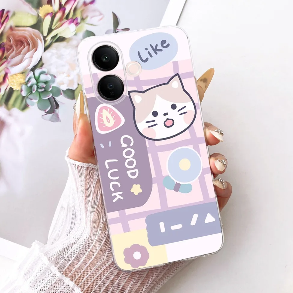 Clear Luxury Cute Cat & Butterfly Painted Case