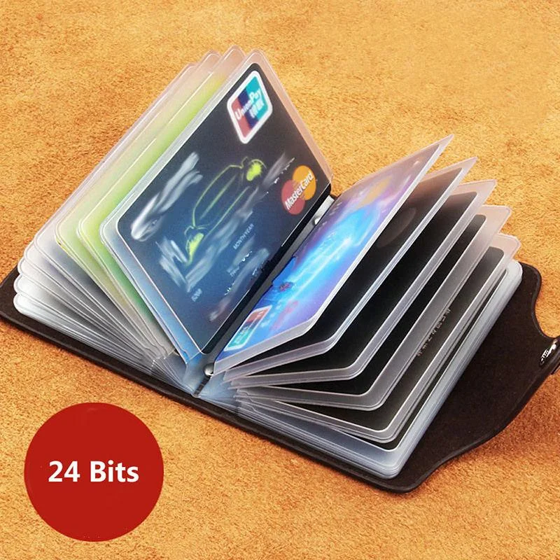 Mini Tarjetero RFID De Moda Para Mujer, Caja Para Tarjetas Bancarias De Cuero PU, Estuche Para Tarjetas De Visita Color Rojo