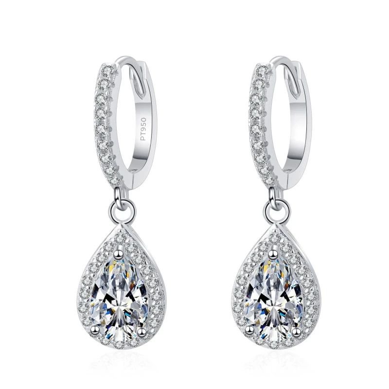 Women's luxury PT950 Platinum Drop Earrings Water droplet 1/2ct Moissanite Diamond Earrings Wedding Fine Jewelry Versatile Gift 5 Women's luxury PT950 Platinum Drop Earrings Water droplet 1/2ct Moissanite Diamond Earrings Wedding Fine Jewelry Versatile Gift - Image 5