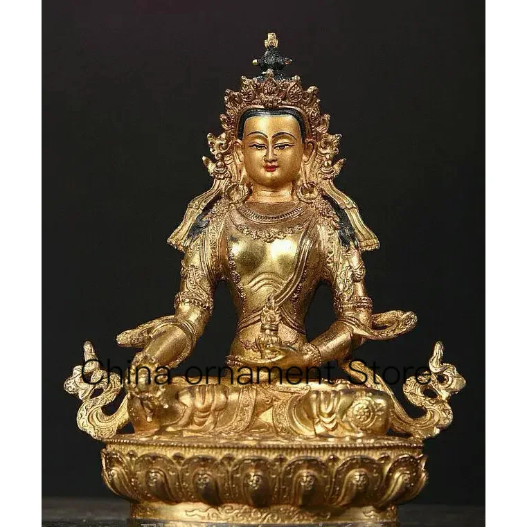 

Статуя богини ваджрадхара ваджрабхайрава 8 дюймов, старая тибетская медная позолоченная буддистская