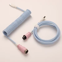 LANO Custom Paracord Coiled Mechanical Keyboard Type C Data Spring Cable GX16 Aviator Coil Spiral Usb C for Gaming Coiled Cable