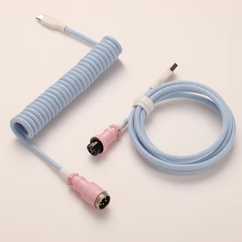 LANO 커스텀 패러코드 코일 기계식 키보드 USB 데이터 케이블, GX16 에비에이터 코일 키보드, 게임용 코일 케이블, USB C