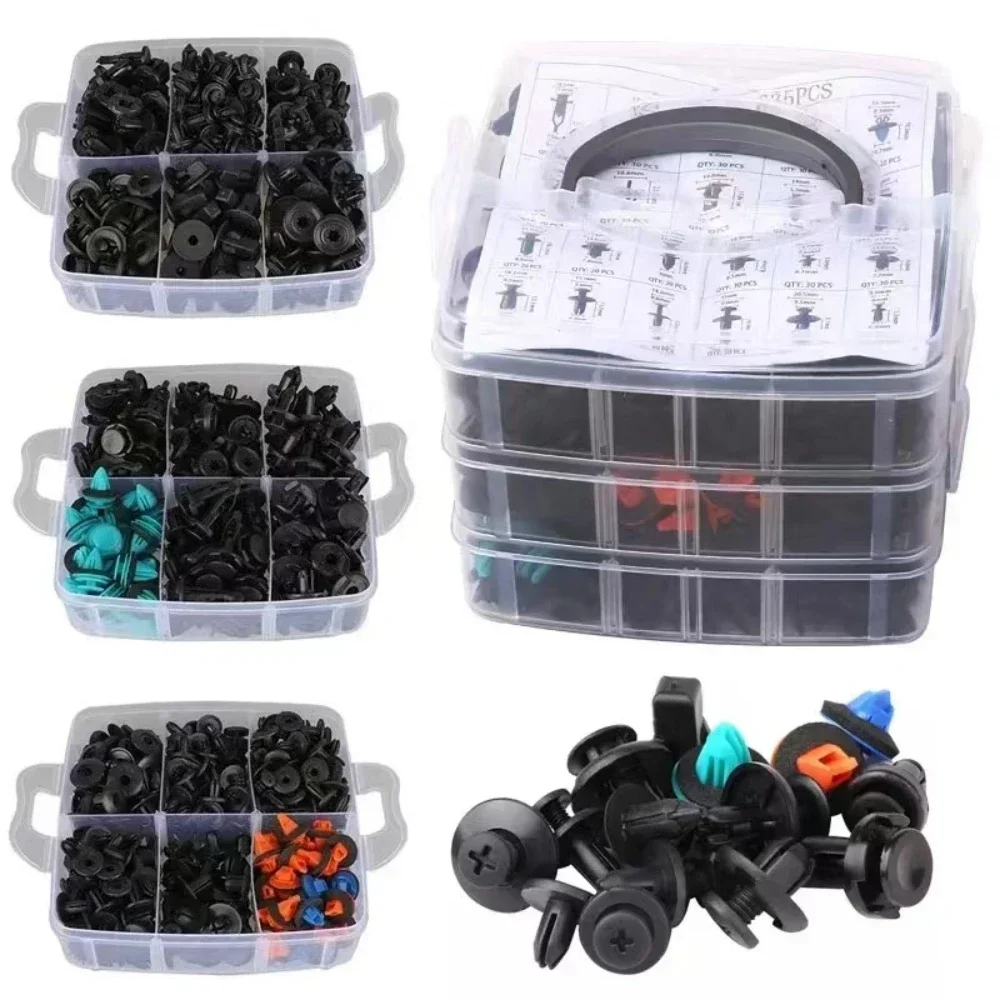 635PCS Plastic Fastener Kit Door Trim Panel Retainers Bumper Push Fasteners Fender Flare Grille Radiator Cover Retainer 45 Tools
