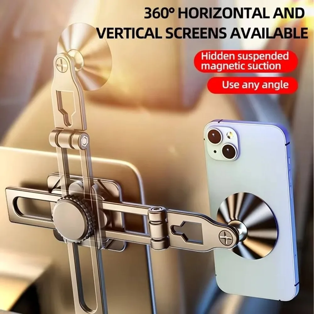 Magnetic Car Phone Holder with Double Fold Alloy Stand and 360° Rotation