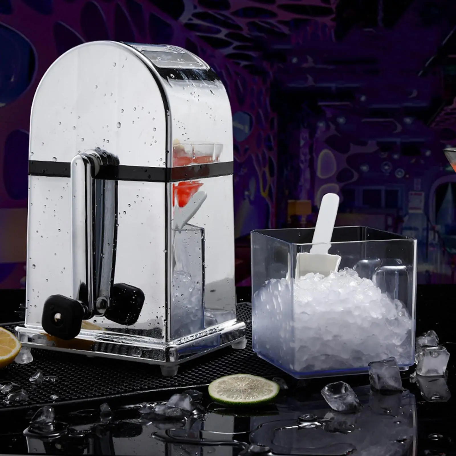 Ice Crusher Nonslip Ice Shaver Grinder for Platters Cocktails Bar