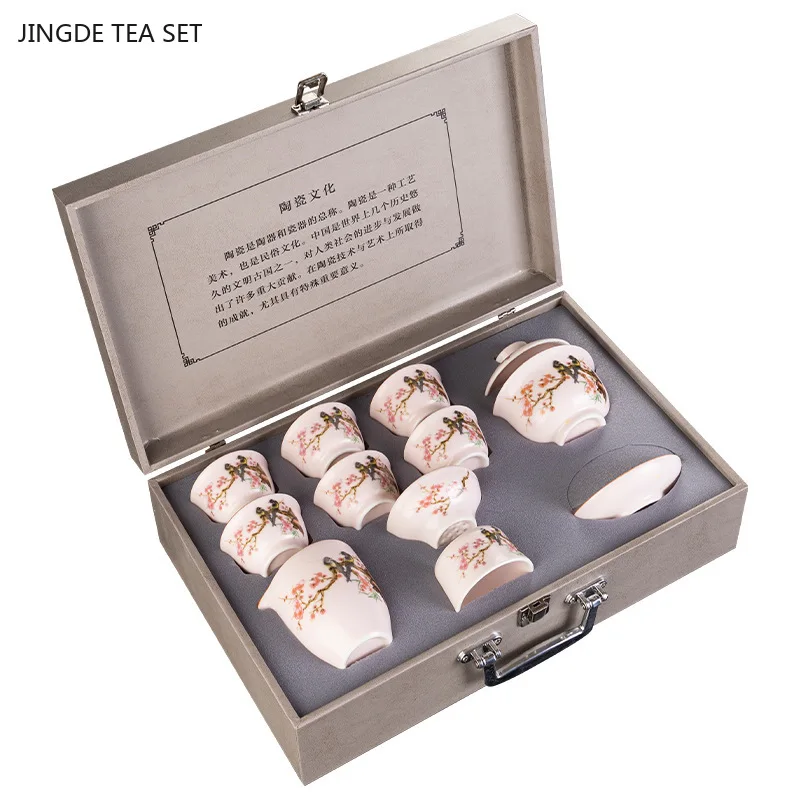 Ru Kiln Hand-painted Ceramic Tea Set Exquisite Gaiwan Teapot and Cup Set Home Beauty Tea Infuser Custom Tea Ceremony Gifts