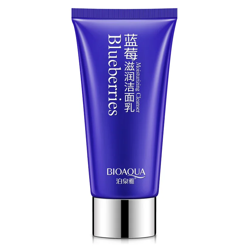 BIOAQUA Blueberry Facial Cleanser Plant Extract Rich Foaming Facial Cleansing Moisturizing Oil Control Face Skin Care face wash