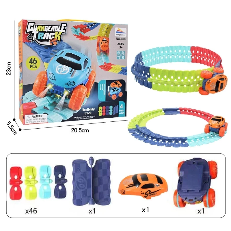 Changeable Anti-gravity Assembled Track with LED Light-Up Race Car Flexible Racing Tracks Rail Car Toys for Boys Kids Gifts 6