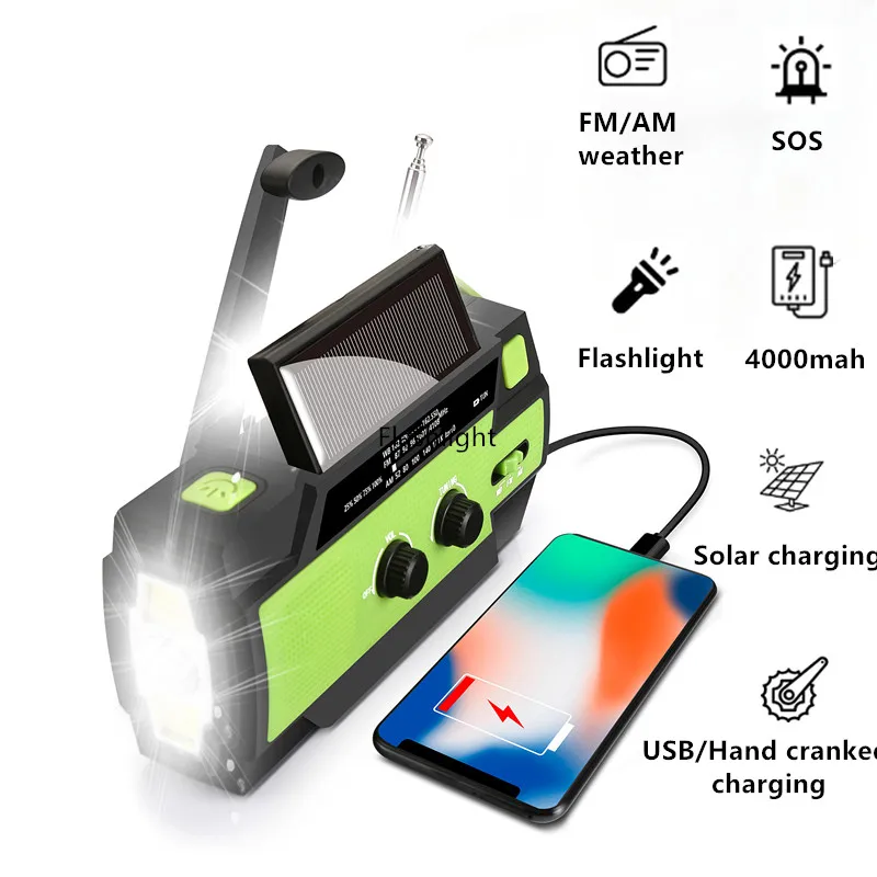 

Emergency Hand Crank Radio with LED Flashlight AM/FM NOAA Portable Weather Radio with 4000mAh Power Bank