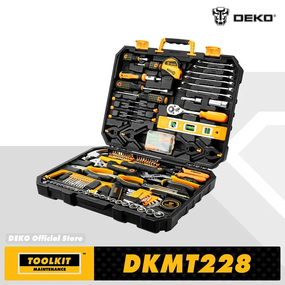Socket Wrench Tool Set DEKO 62/228Pcs Socket Wrench Auto Repair Tool Combination Package Mixed Tool Set Hand Kit with Plastic Toolbox Storage Case