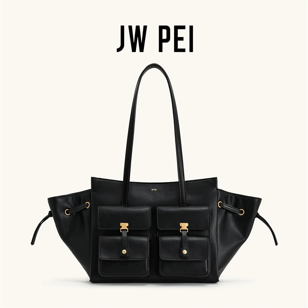 JW Pei Vegan Leather Motorcycle Style Tote Bag Women's Large Capacity Crossbody Purse for Commuters Underarm Shoulder Handbag