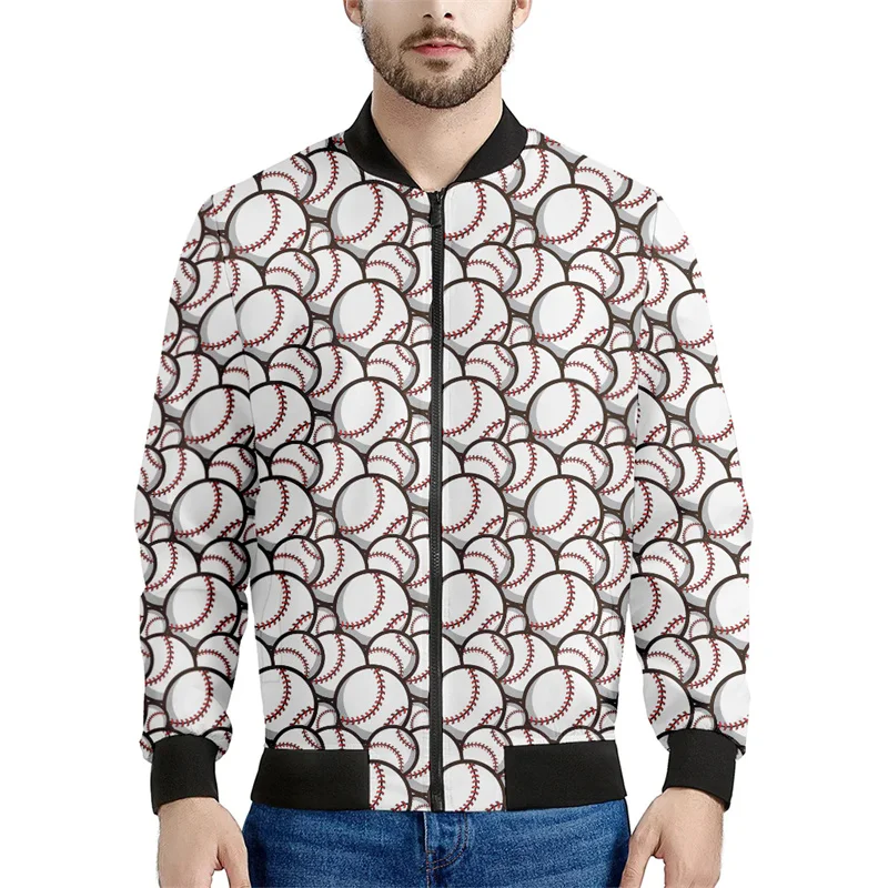 thumbnail image 1 of Chaqueta de béisbol con estampado 3D de moda para hombre, sudadera deportiva de gran tamaño, camisetas de manga larga, chaquetas de bombardero de calle con cremallera, abrigo, 1 of 5