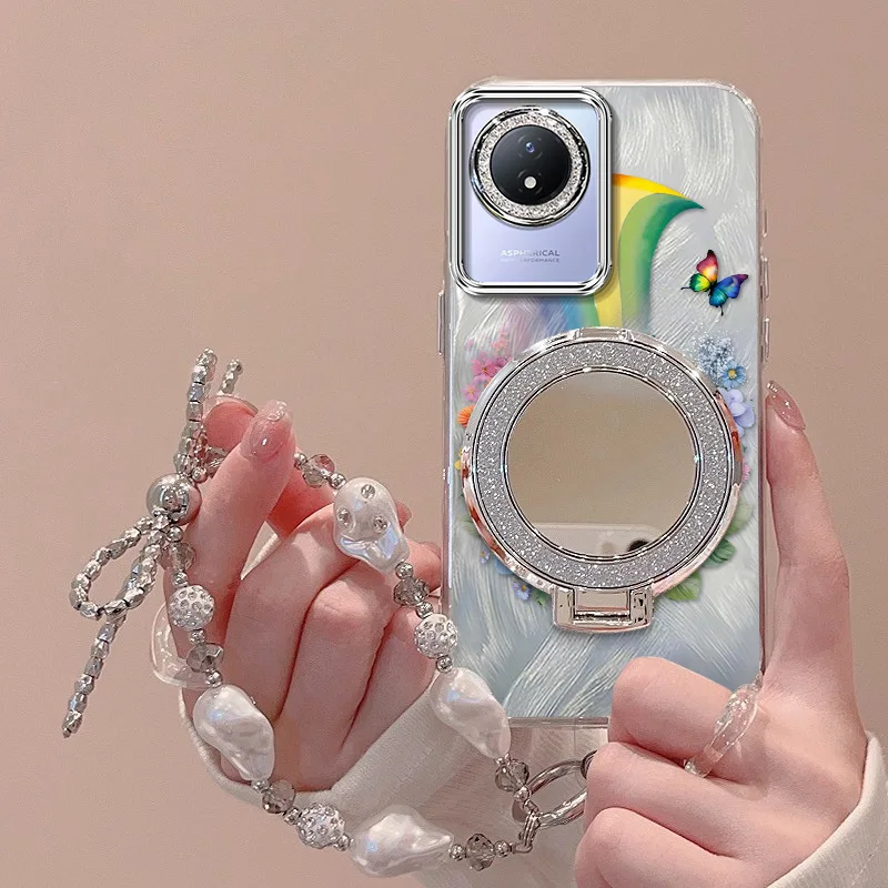 3-Piece Set: Vibrant Rainbow Phone Case with Lanyard and Stand