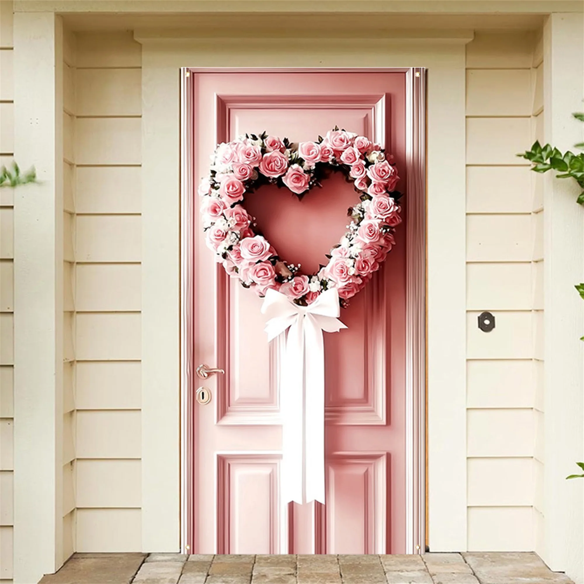 Heart-Shaped Wreath with Ribbon Accents - Valentine s Day Door Decor for Indoor and Outdoor Use - Large Love Wreath for Front