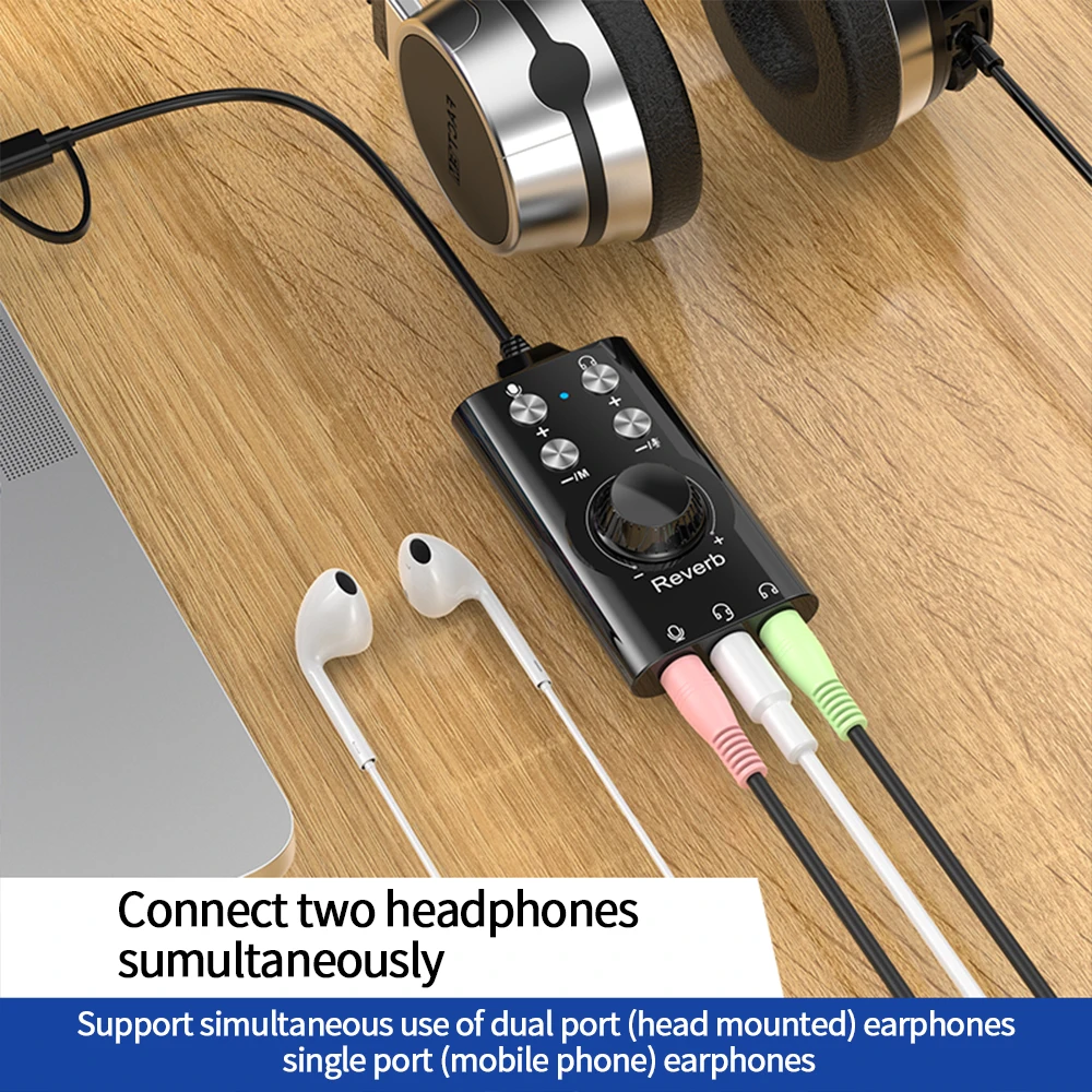 USB 외장 사운드 카드 USB 타입 C 외장 사운드 카드 마이크 헤드폰 어댑터 (노트북, 휴대폰용) 음성 변조 플러그 앤 플레이