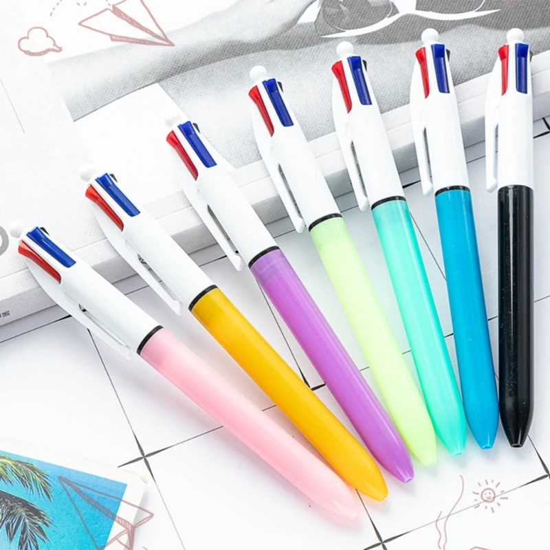 4-in-1 Retractable Ballpoint Pens 4 Colors Shuttle Pens Multicoloured Pens Office School Supplies for Smooth Writing K1KF 5