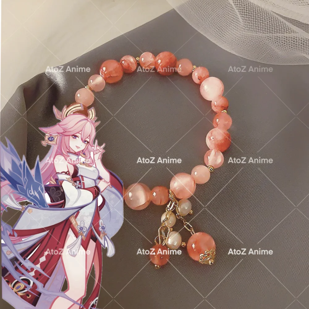 

Genshin Impact Yae Miko Cosplay Bracelets Decor Handmade Unisex Beads Anime Game Jewelry Accessories Gifts Free Shipping Items