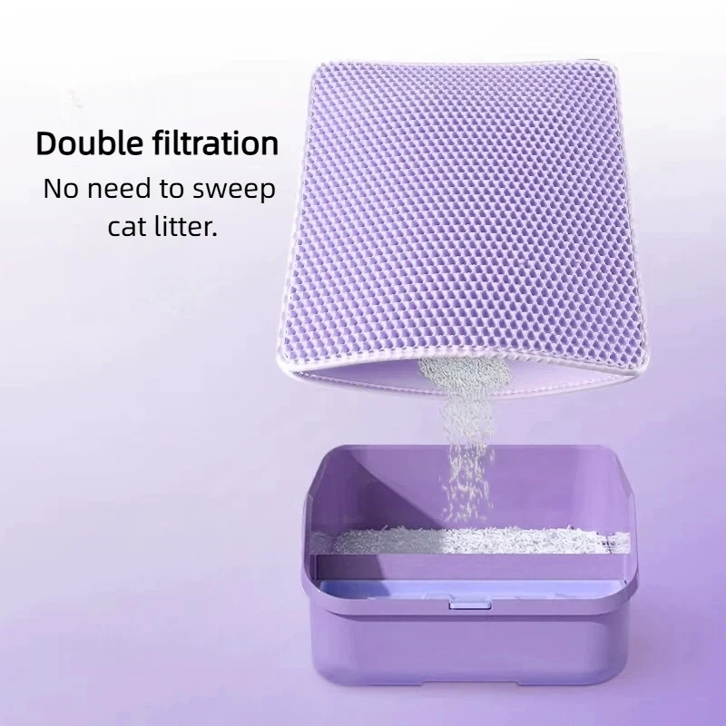 Purple Cat Litter Mat Double Layer Pet Non Slip Big Pet Litter Box Filter Mat Wear Resistant Waterproof Anti-slip Cat Litter Mat 2