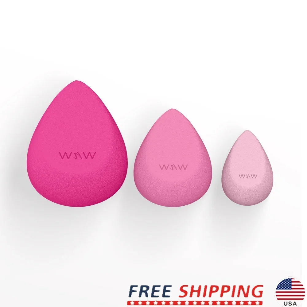 3-Piece Makeup Sponge Set Blending Wedges Hydrophilic Reusable Foundation Applicator Seamless Coverage Contouring Makeup Tools