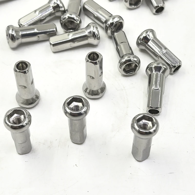 8G Body 9G thread Motorcycle Spoke's Nipples Material 304 Stainless Steel Length 24.7mm Sliver Color Motocross Wheel Spoke Caps