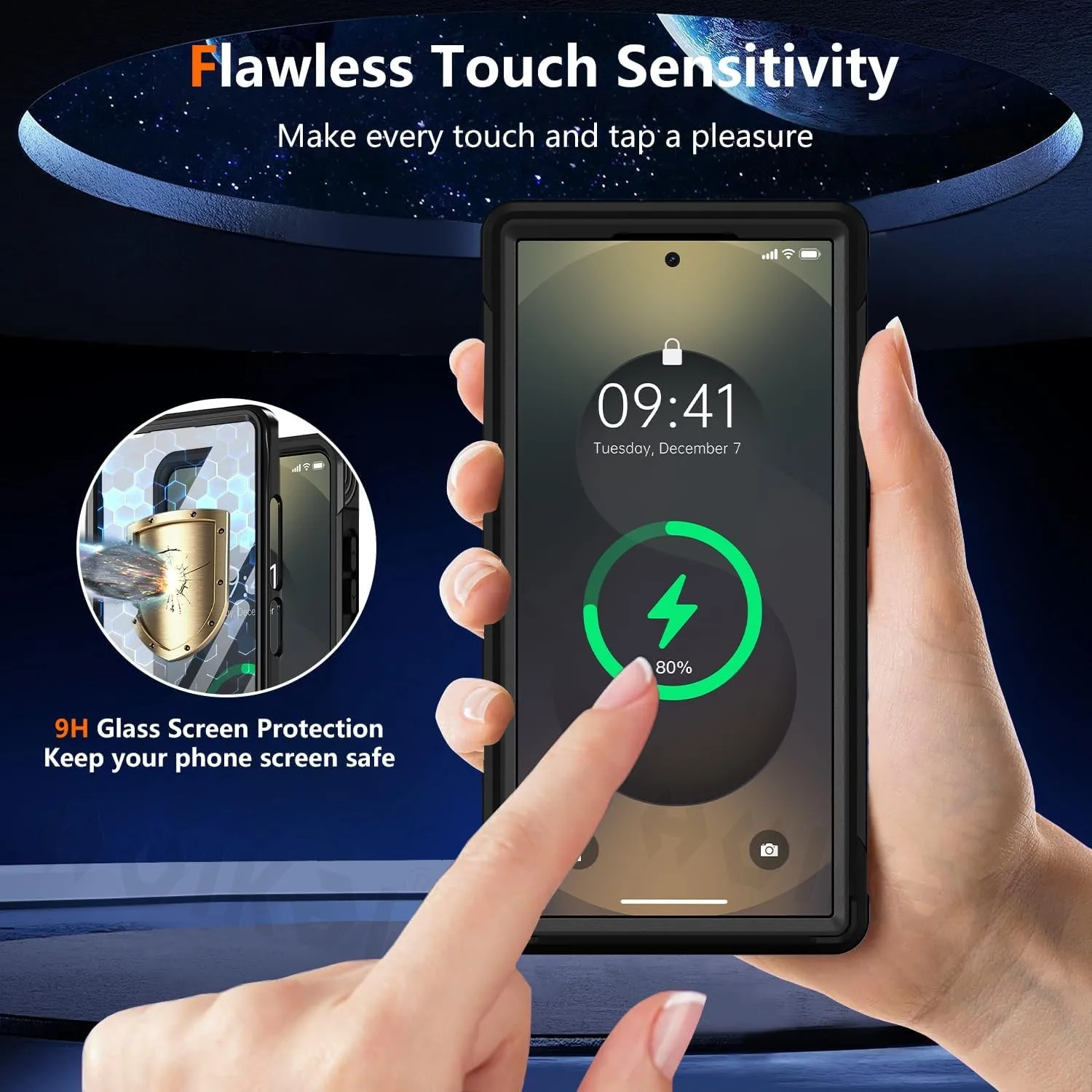 Magnetic Military-Grade Rugged Clear Phone Case with Screen Protector