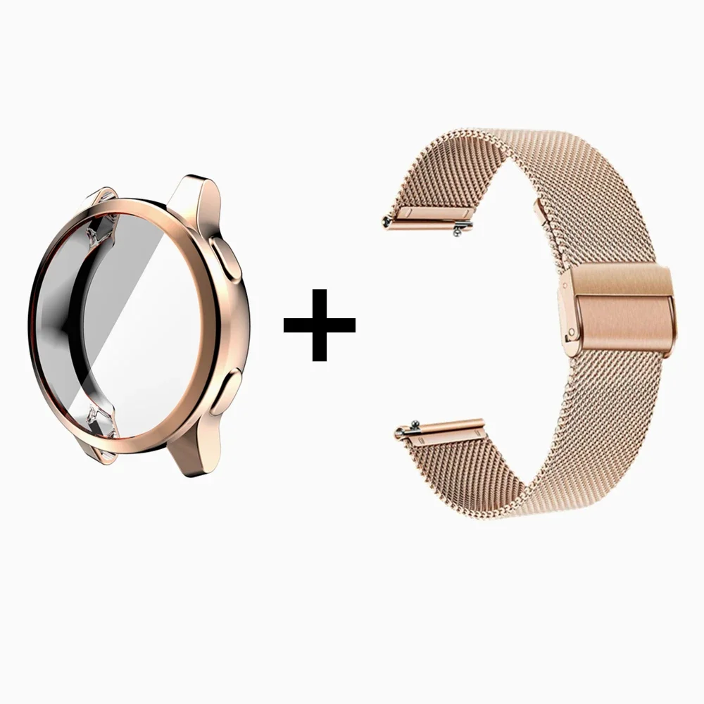메탈 밴드 및 TPU 커버, Garmin Vivoactive 4S 4 3 Music/Venu 2 2S 3S 3 2 Plus 팔찌 스트랩, 풀 스크린 보호대 시계 케이스