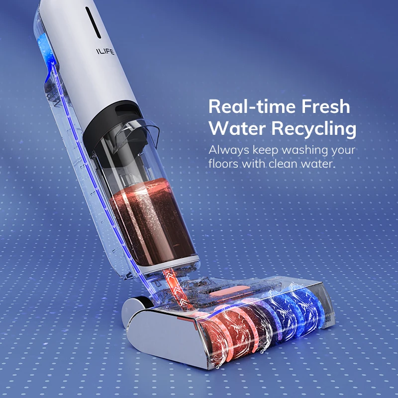 ILIFE W90 Cordless Wireless Wet Dry Smart Mop Washing , 5500Pa Suction, 1 Min Self Cleaning, Large Dual Water Tank 6