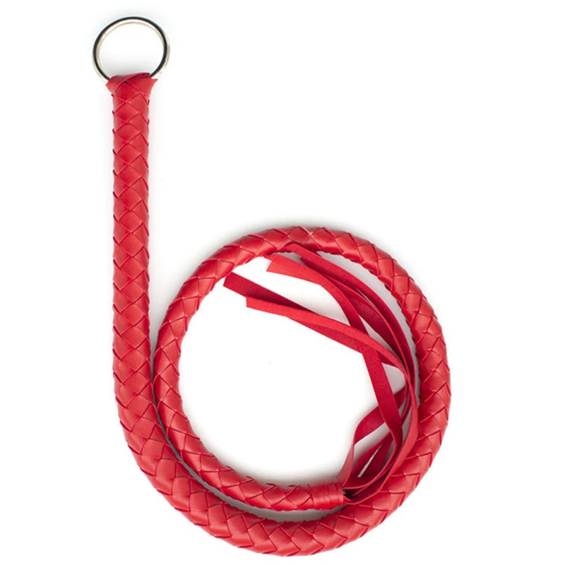 65CM PU Leather Braid Horse Whip, Horse Training Whips,Handle With Iron Hoop 6