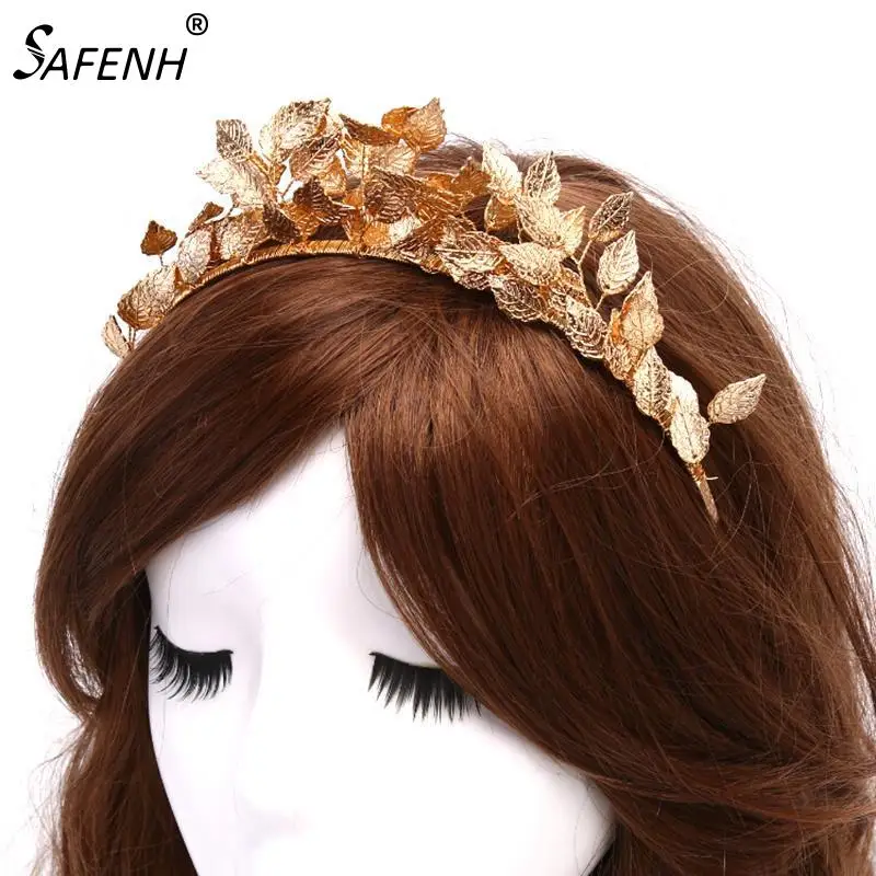 

Metal Alloy Leaf Tiaras Crowns Women Headbands Wedding Gold Color Hair Hoop Hair Crown Jewelry Retro Tiara Hair Combs