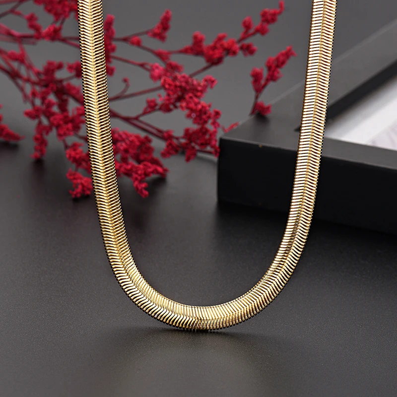 

luxury designer 925 sterling silver plated 18K gold does not fade 6MM snake bone chain Necklaces for Men's Women Fashion Jewelry