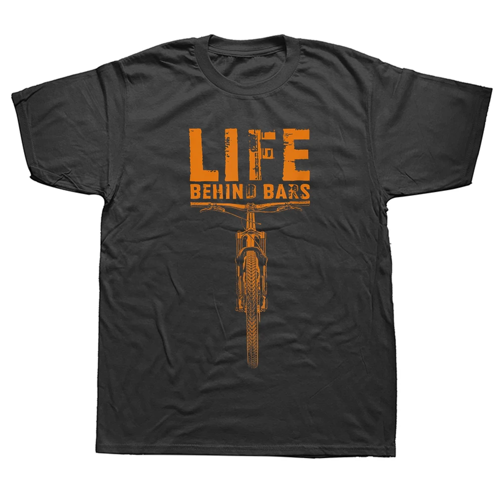 Mountainbike-Leben hinter dem Lenker Lustige Fahrrad-Baumwoll-T-Shirts 100% Baumwolle Locker Geschnittenes Oversized Casual Streetwear Mode-T-Shirt