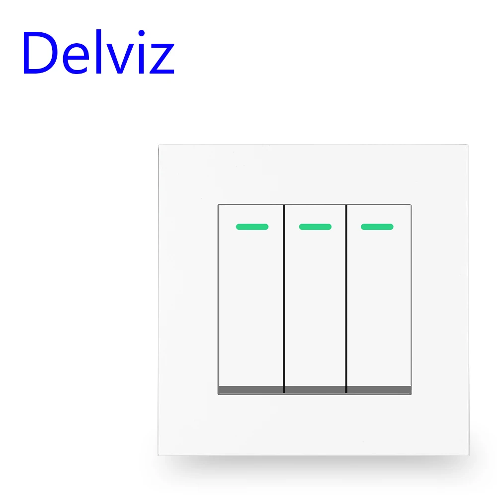 Delviz 1 Gang 2 Way Lamp Switch, No logo PC panel,AC 110V~250V, Plastic Recessed Power controller, 16A Button Wall light ​switch images - 6