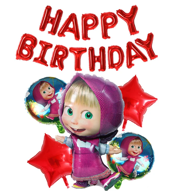 소녀와 곰 호일 풍선 생일 파티 장식 용품 웨딩 서프라이즈 배너 Ballon 아이 호의 장난감 선물 베이비 샤워