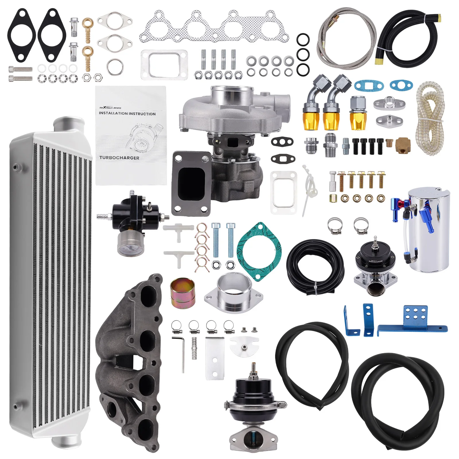 Maxpeedingrods-ターボチャージャーインタークーラーボブキット,t3,t4,ホンダシビックd15,d16,1.5l, 1.6l