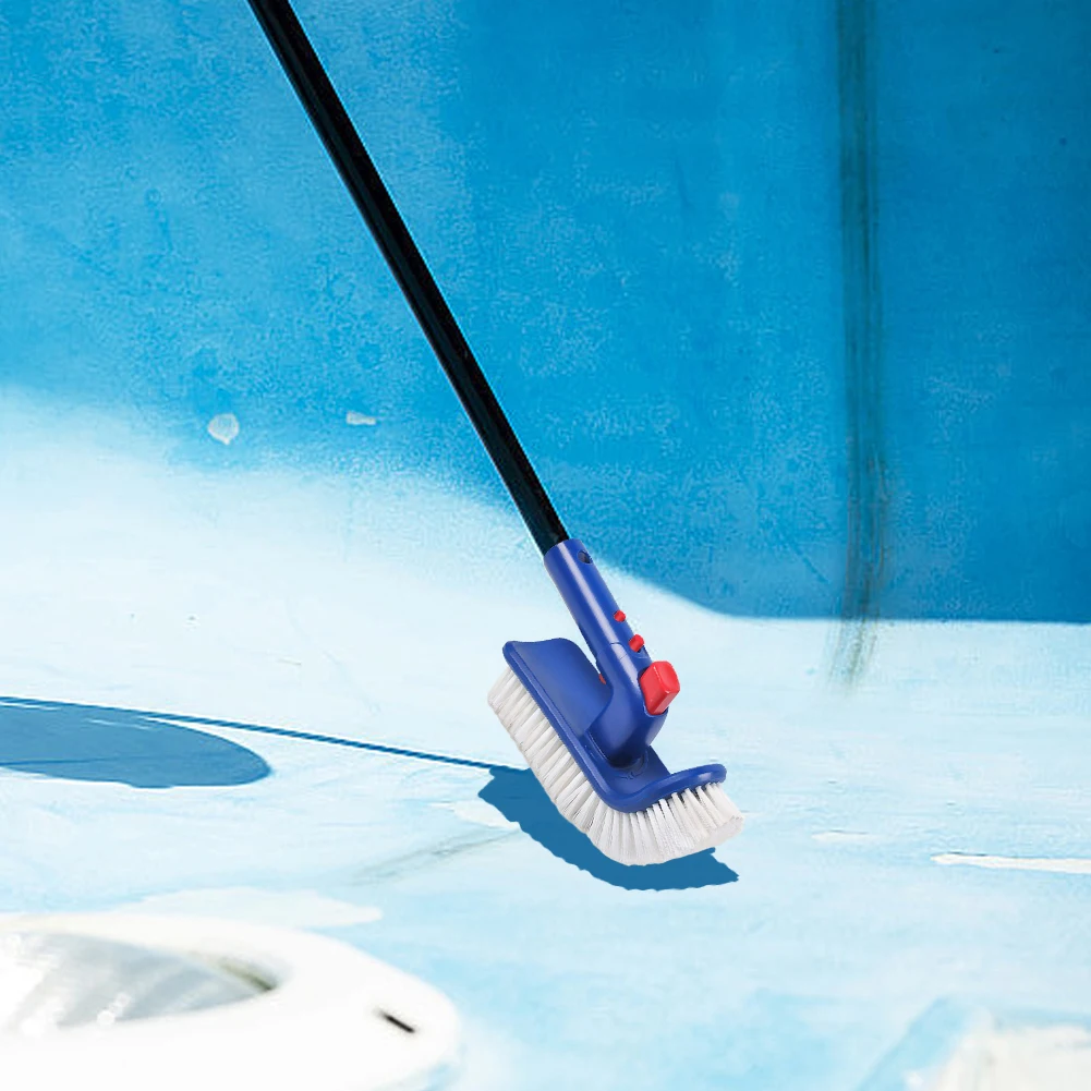 Pool Brush Hand Scrub Brush Curved End 180 Degree Rotating Pool Corner and Stair Brush Fine Bristles for Spa Hot Tub Cleaning
