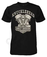 Harley-Davidson Men's Knucklehead Engine Authentic T-ShirtCotton Fashion Loose Fun Casual Short Sleeve Men And Women T-Shirt 1