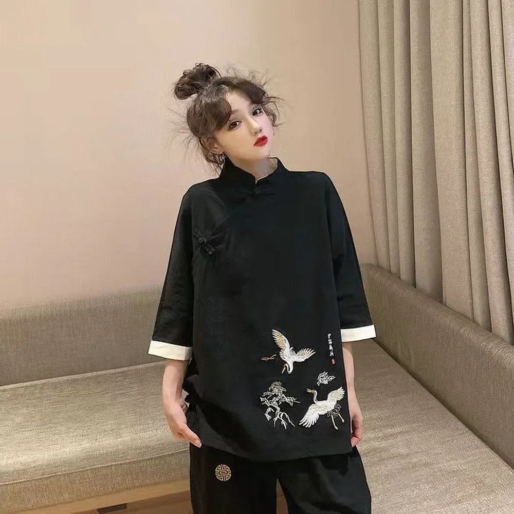 

Traditional Chinese Clothing Women Shirt 2023 Tang Suit Tai Chi Uniform Hanfu Kimono Cardigan Cheongsam Top Kung Fu Clothes