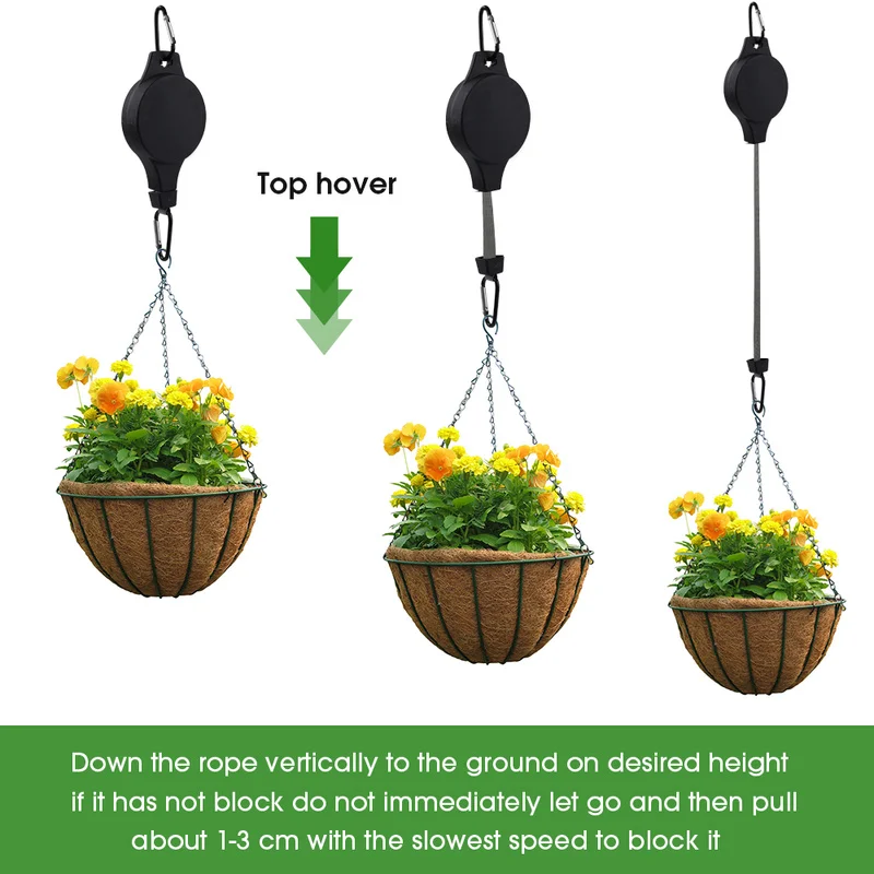 Retractable Plant Pulley Adjustable Heavy Duty Hanging Flower Basket Hanger  Hooks for Garden Baskets Pots and Birds Feeder