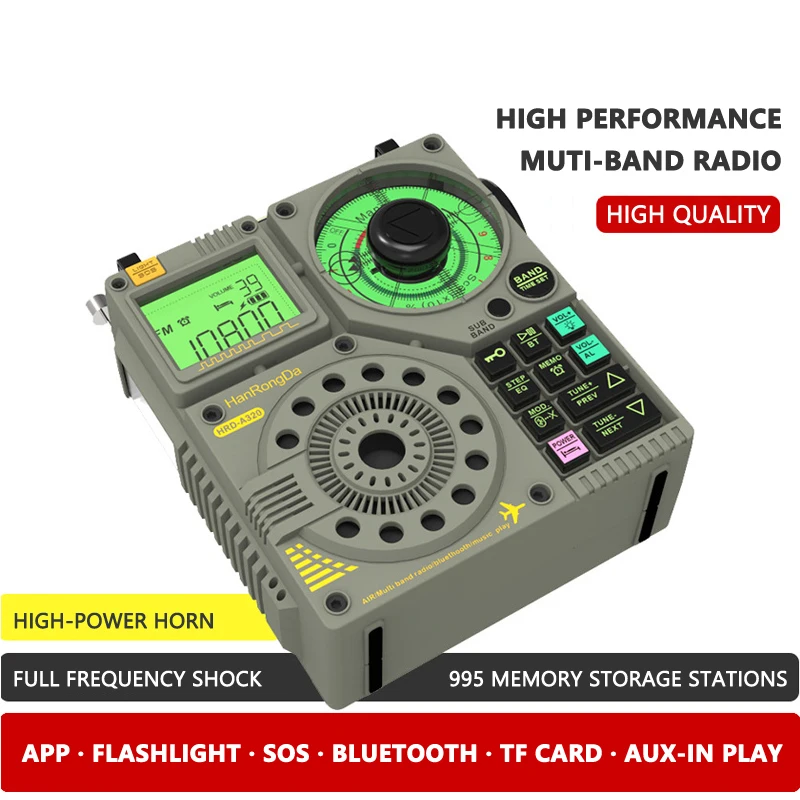 

Высокопроизводительный многополосный Bluetooth-фонарик A320 со встроенной картой, освещение, SOS-сигнал, радио, высокочастотный домофон