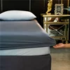 Fitted Sheet Natural Silk Mattress Cover Solid Color Double King Size Fit Sheet With Elastic Band Bedsheet 4